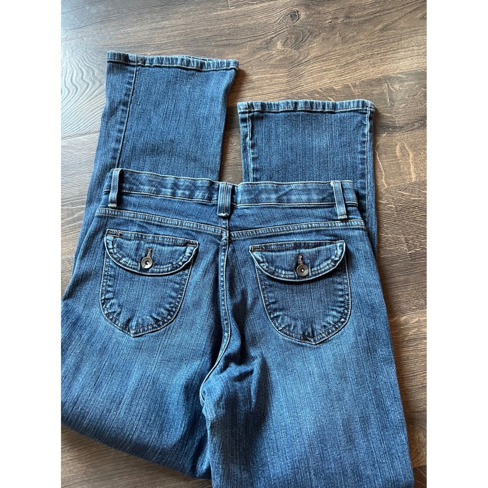 Lee Comfort Waistband Blue Stretch Straight Leg Jeans Womens 8 Flap Pockets